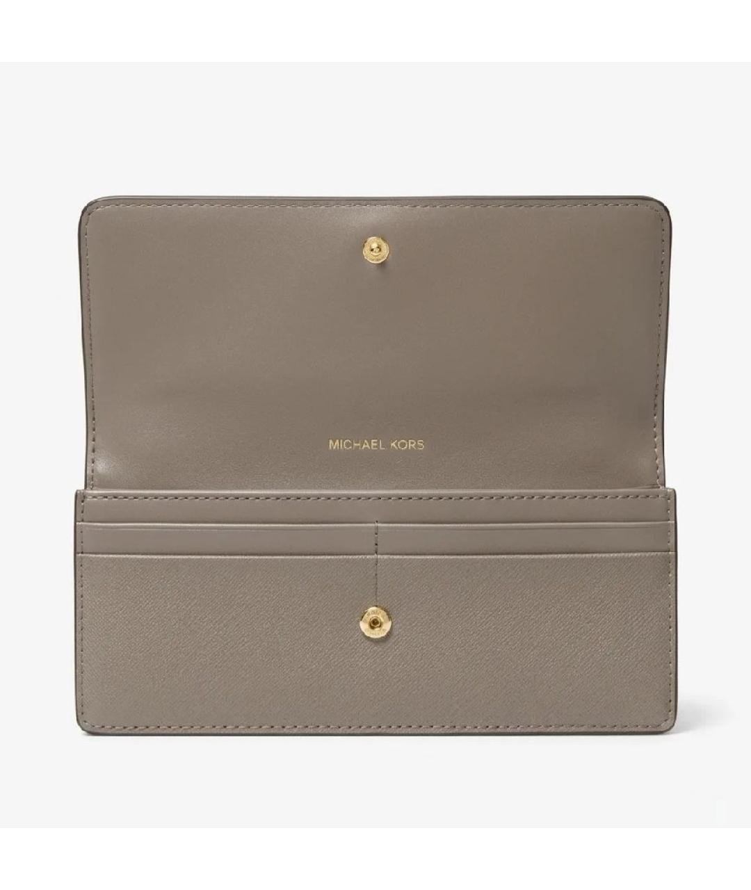 MICHAEL KORS Бежевый кожаный кошелек, фото 2