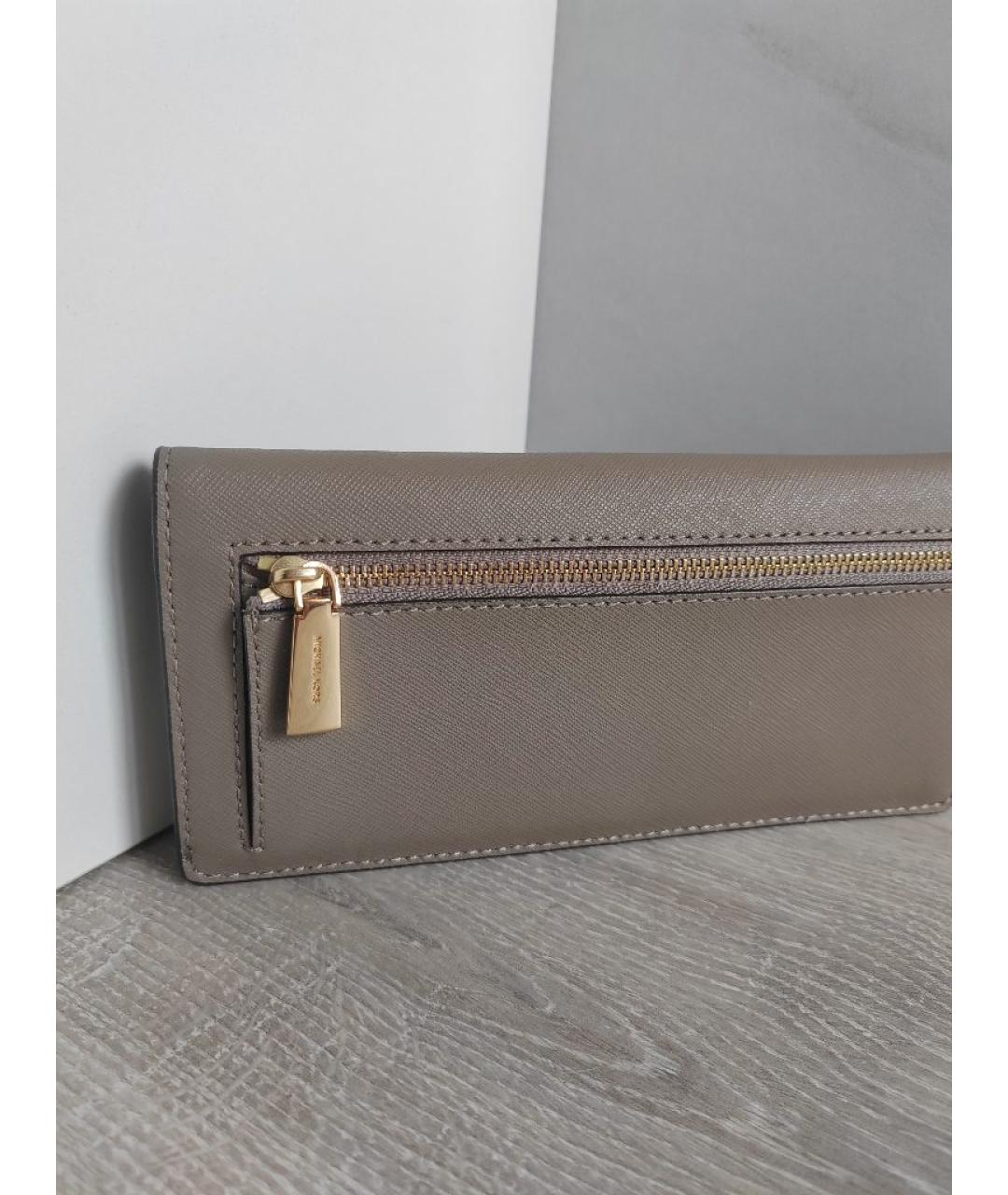 MICHAEL KORS Бежевый кожаный кошелек, фото 8