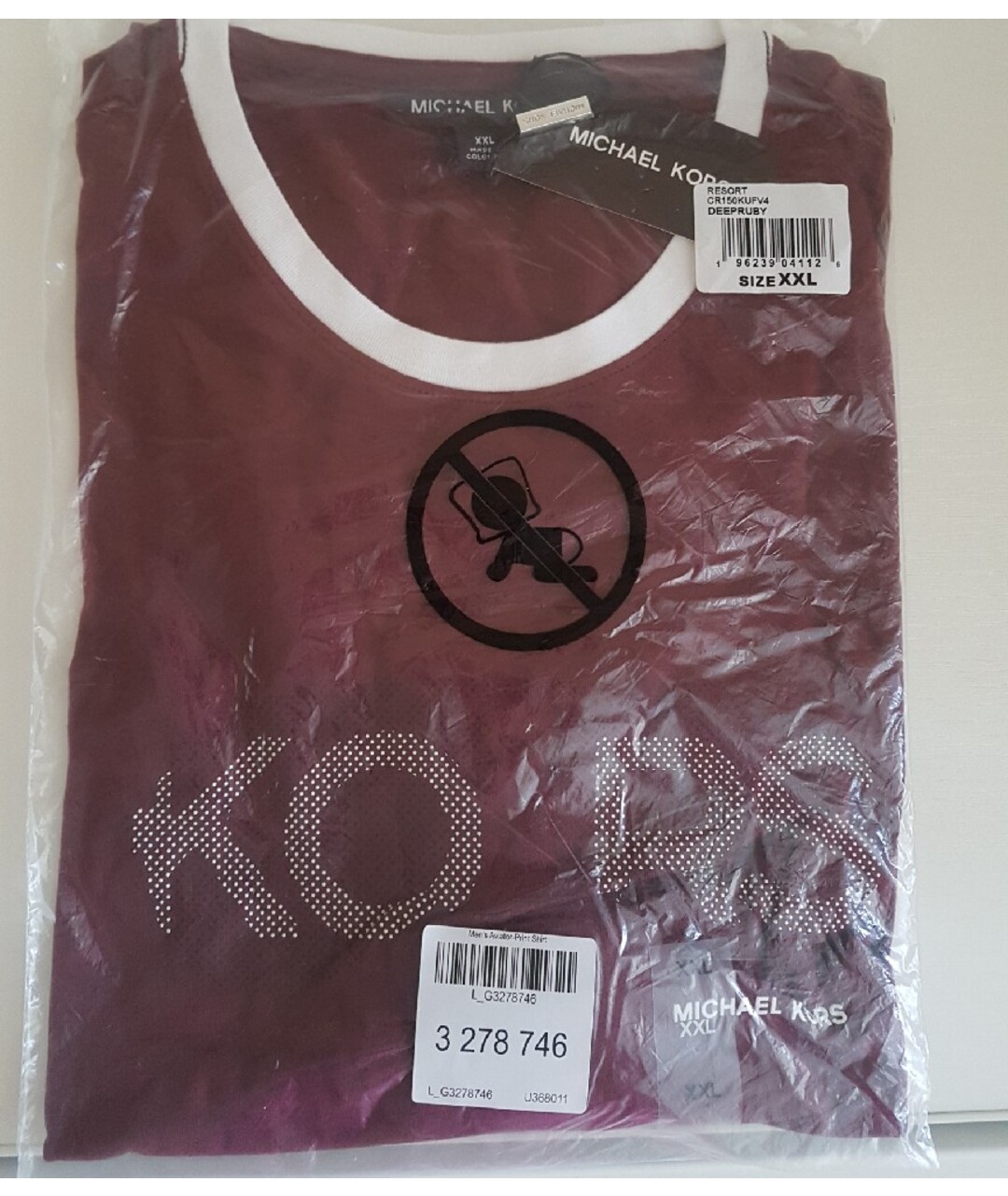 MICHAEL KORS Бордовая хлопко-полиэстеровая футболка, фото 8