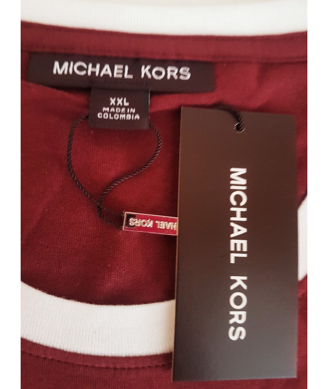 MICHAEL KORS Бордовая хлопко-полиэстеровая футболка, фото 3
