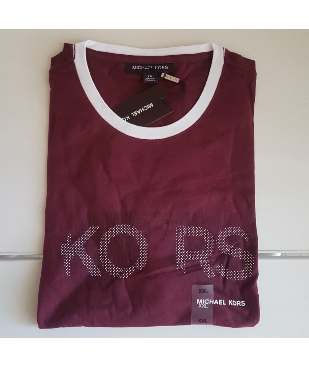 MICHAEL KORS Бордовая хлопко-полиэстеровая футболка, фото 6