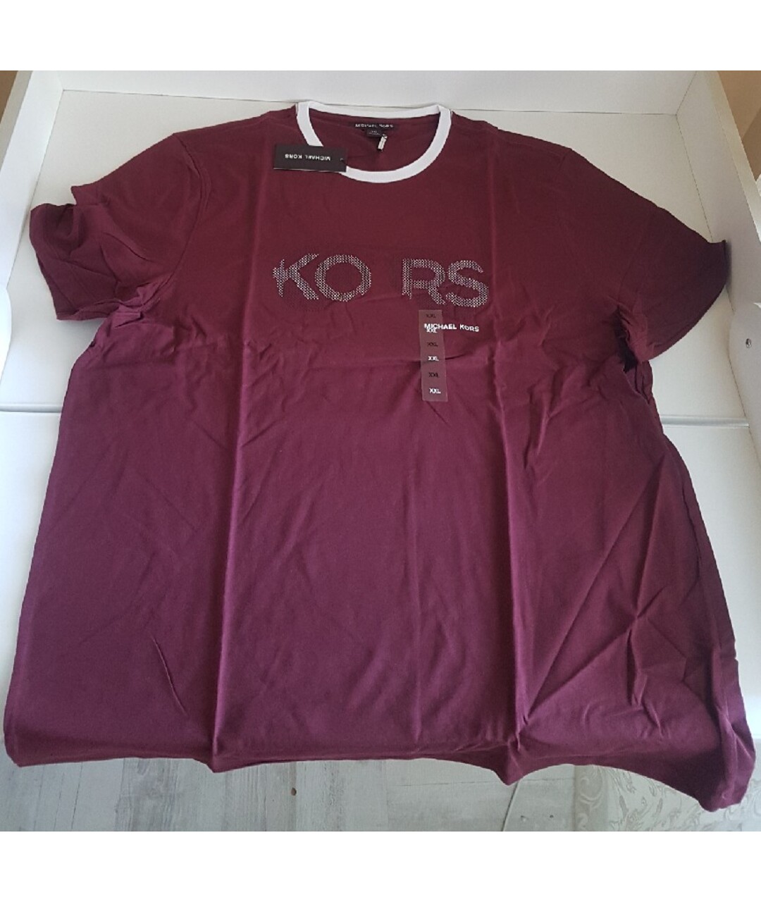 MICHAEL KORS Бордовая хлопко-полиэстеровая футболка, фото 7