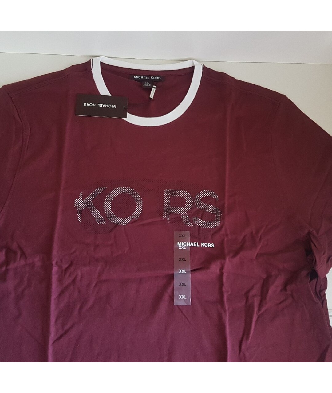 MICHAEL KORS Бордовая хлопко-полиэстеровая футболка, фото 4