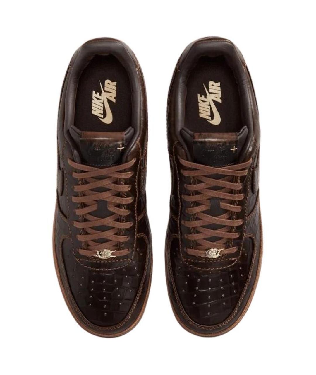 NIKE Коричневые кожаные низкие кроссовки / кеды, фото 4