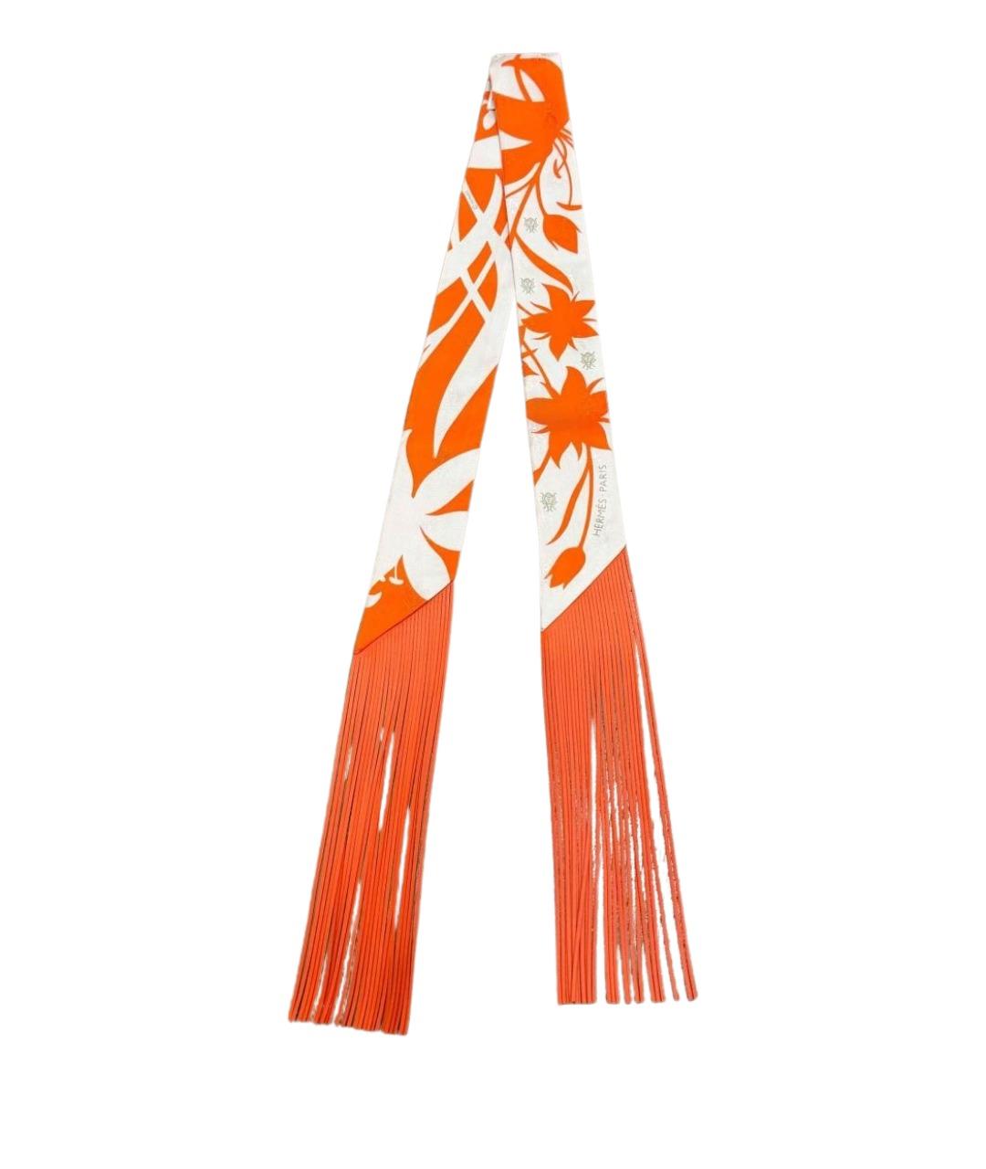 HERMES Оранжевый шелковый шарф, фото 1