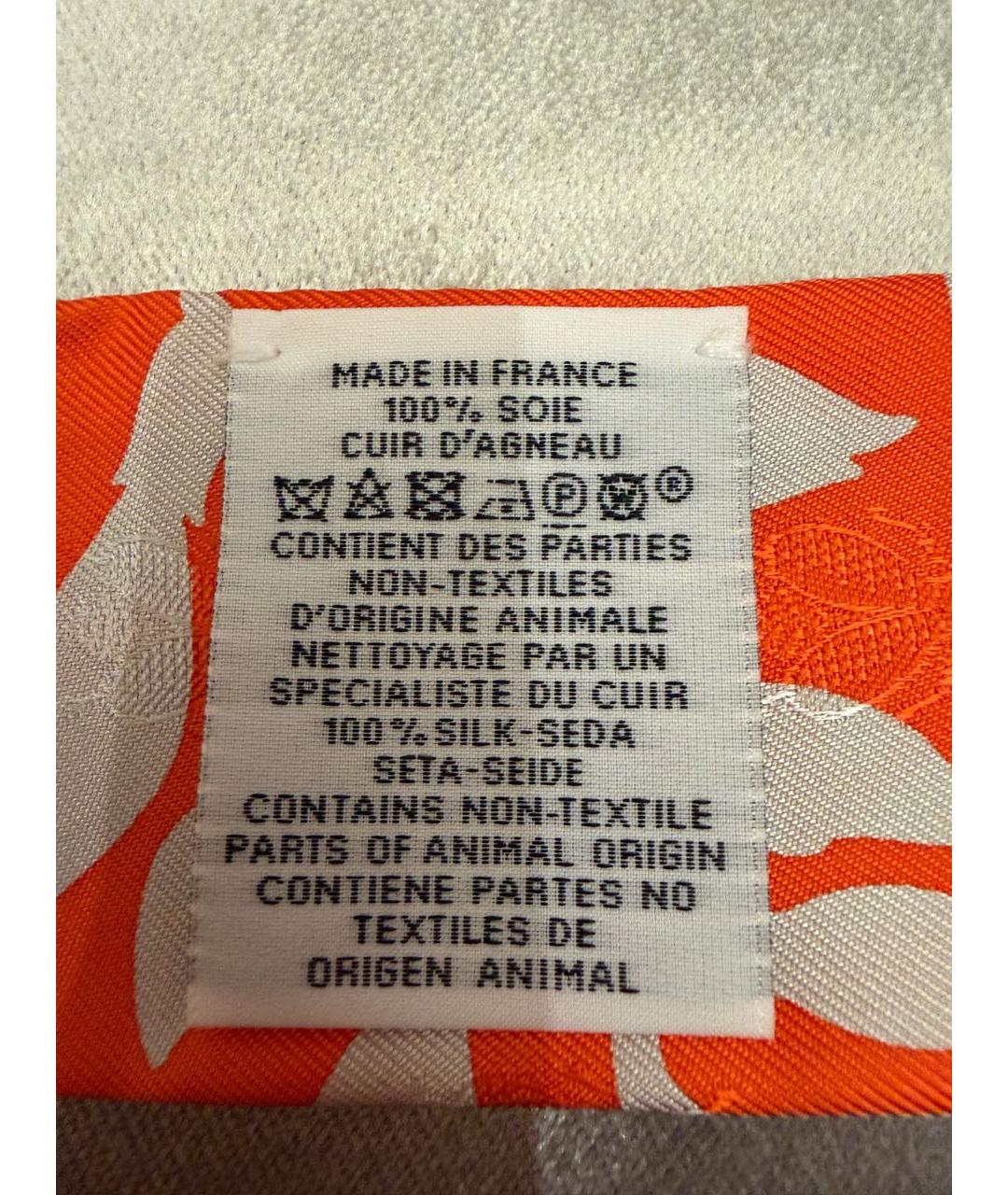 HERMES Оранжевый шелковый шарф, фото 5