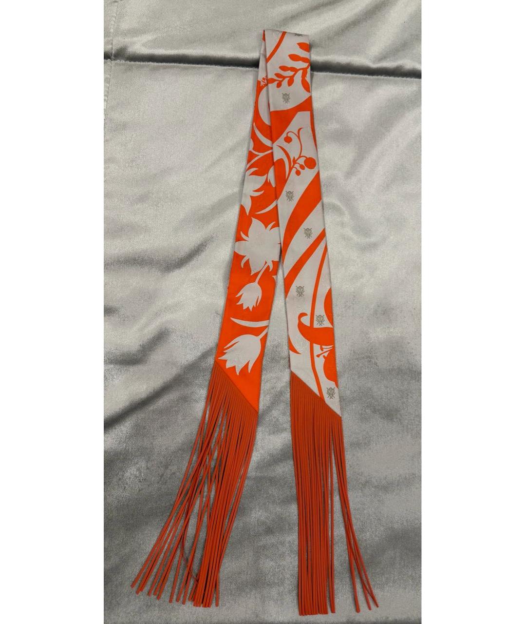 HERMES Оранжевый шелковый шарф, фото 4