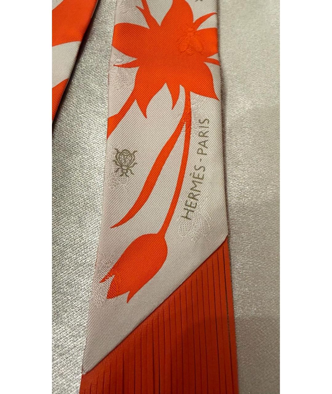 HERMES Оранжевый шелковый шарф, фото 2