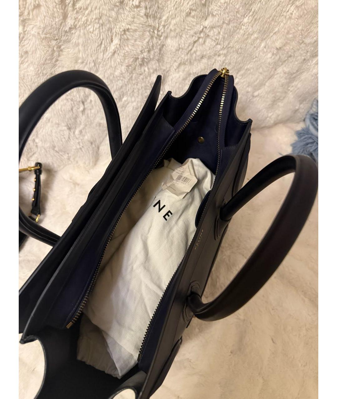 CELINE Темно-синяя кожаная сумка тоут, фото 4