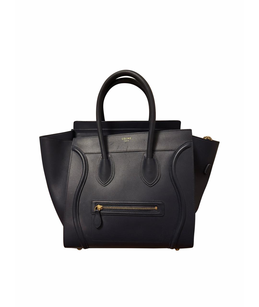 CELINE Темно-синяя кожаная сумка тоут, фото 1