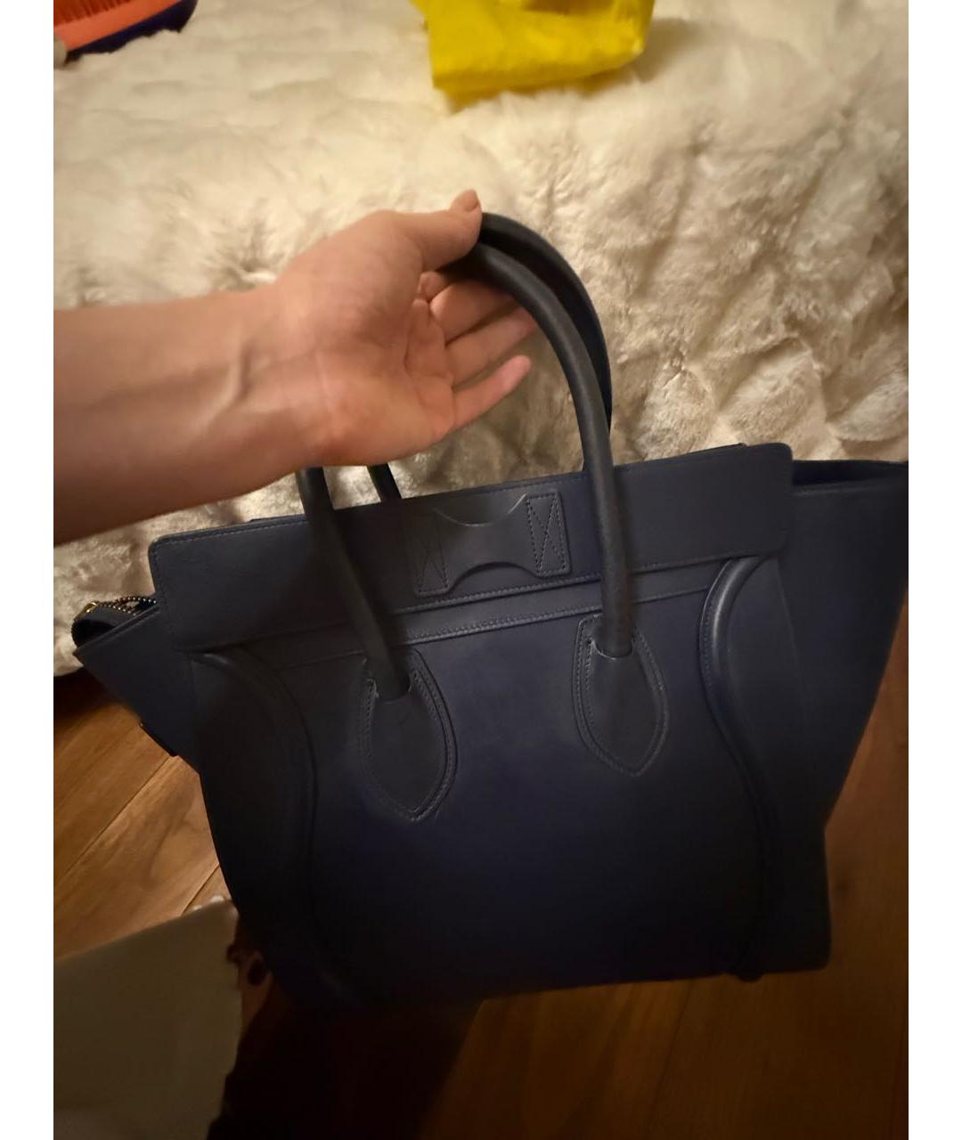 CELINE Темно-синяя кожаная сумка тоут, фото 3