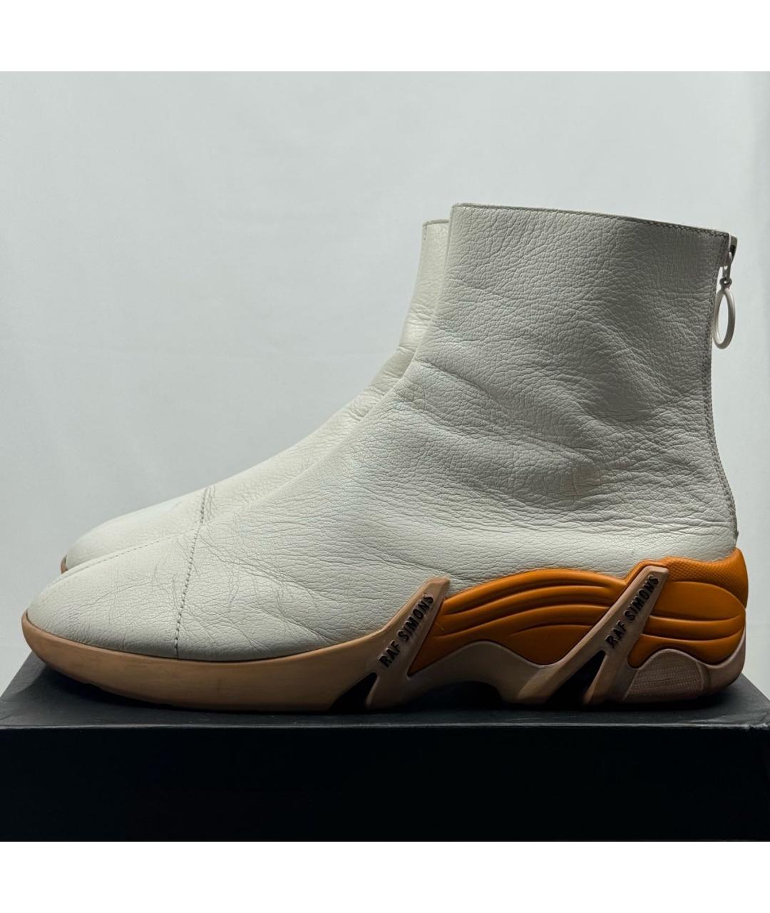 RAF SIMONS Белые кожаные высокие кроссовки / кеды, фото 9