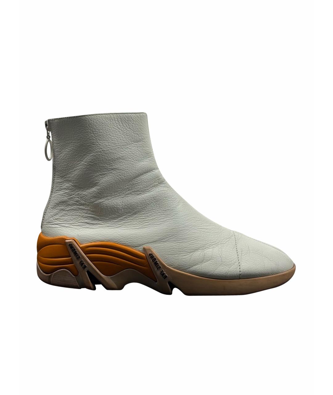 RAF SIMONS Белые кожаные высокие кроссовки / кеды, фото 1