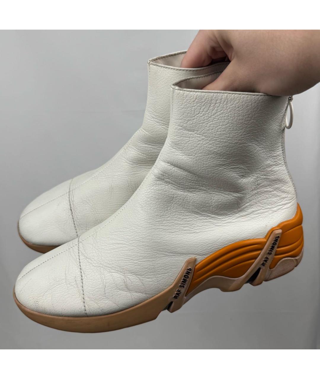 RAF SIMONS Белые кожаные высокие кроссовки / кеды, фото 2