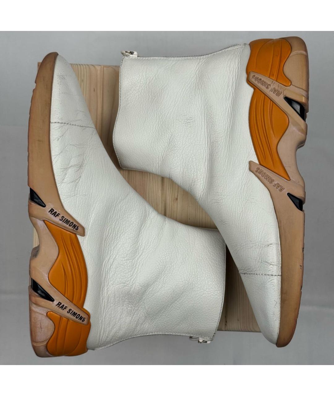 RAF SIMONS Белые кожаные высокие кроссовки / кеды, фото 3