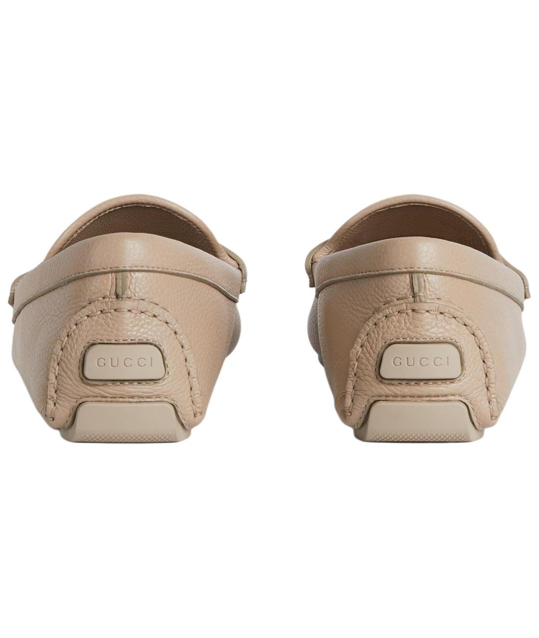 GUCCI Бежевые кожаные лоферы, фото 5
