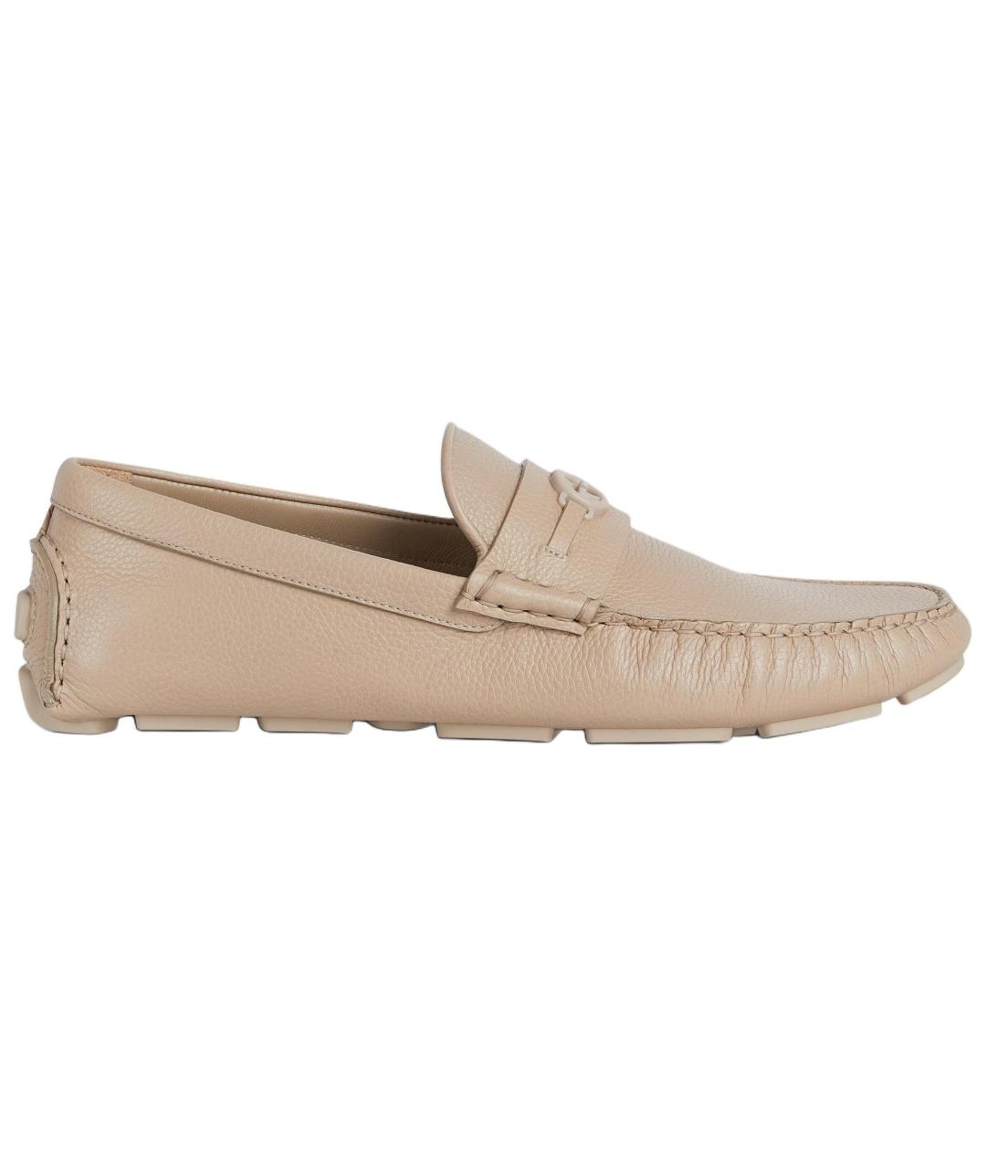 GUCCI Бежевые кожаные лоферы, фото 1