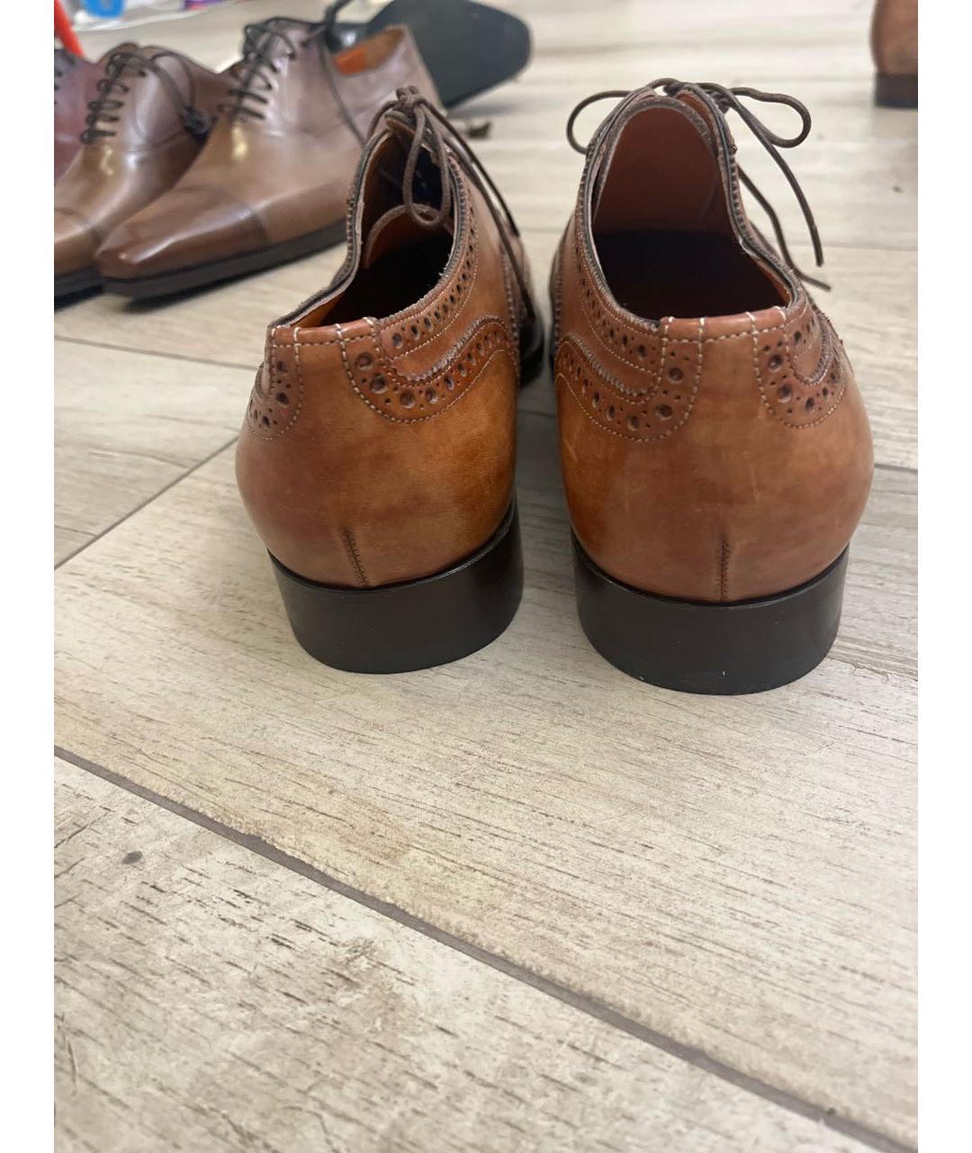 SANTONI Коричневые кожаные туфли, фото 4