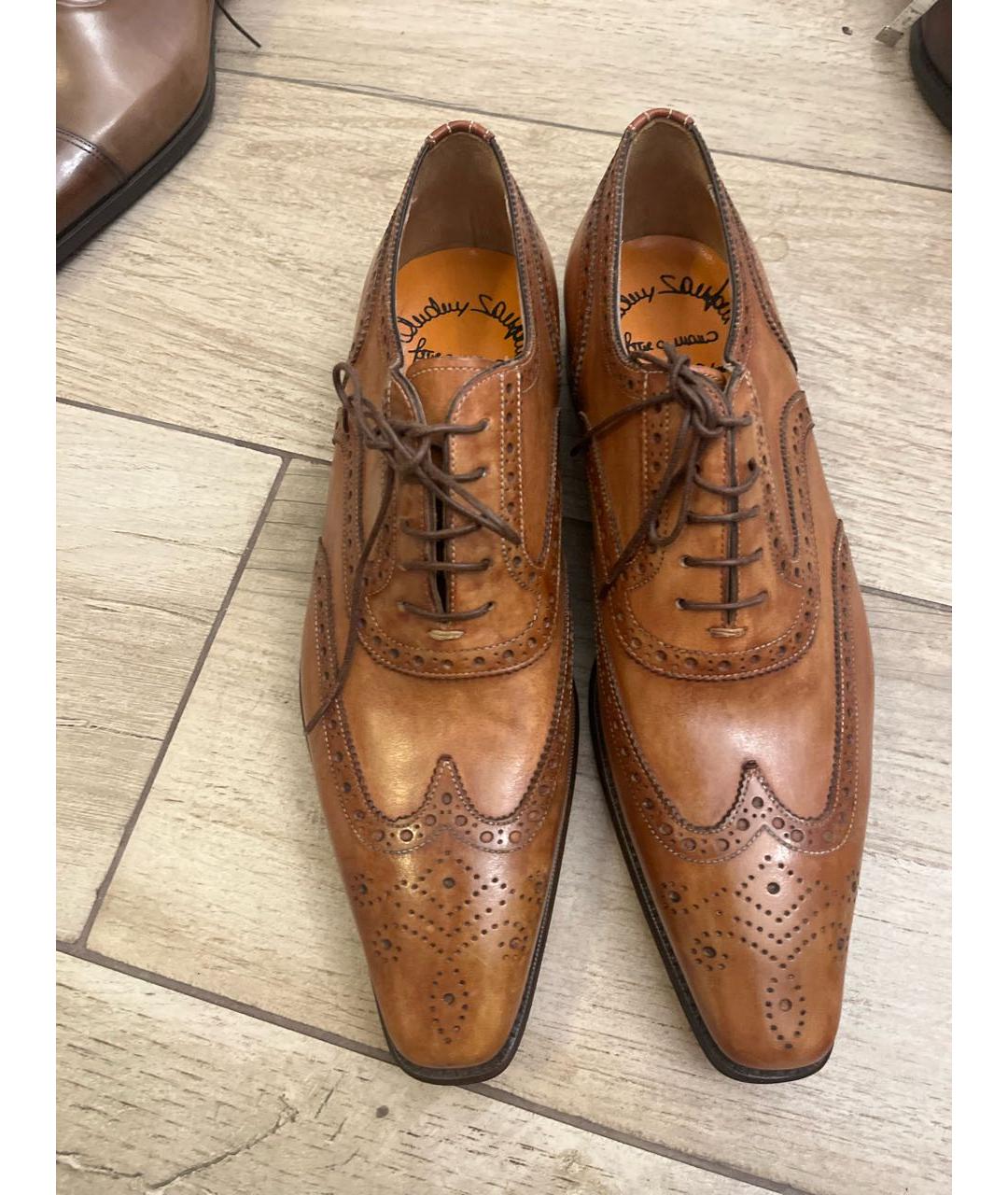 SANTONI Коричневые кожаные туфли, фото 2