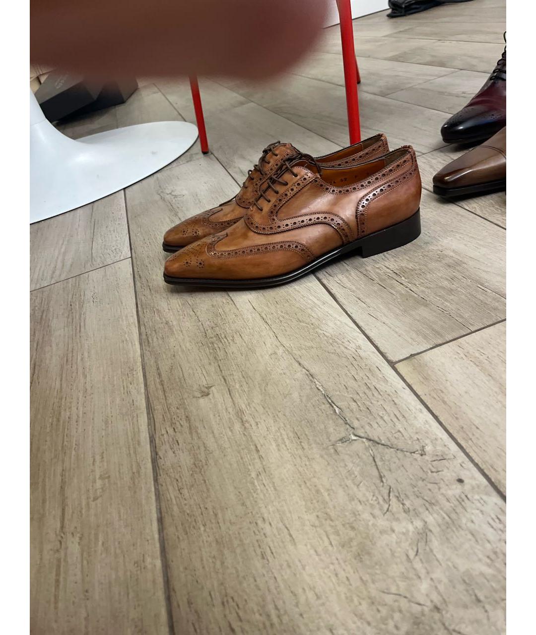 SANTONI Коричневые кожаные туфли, фото 5