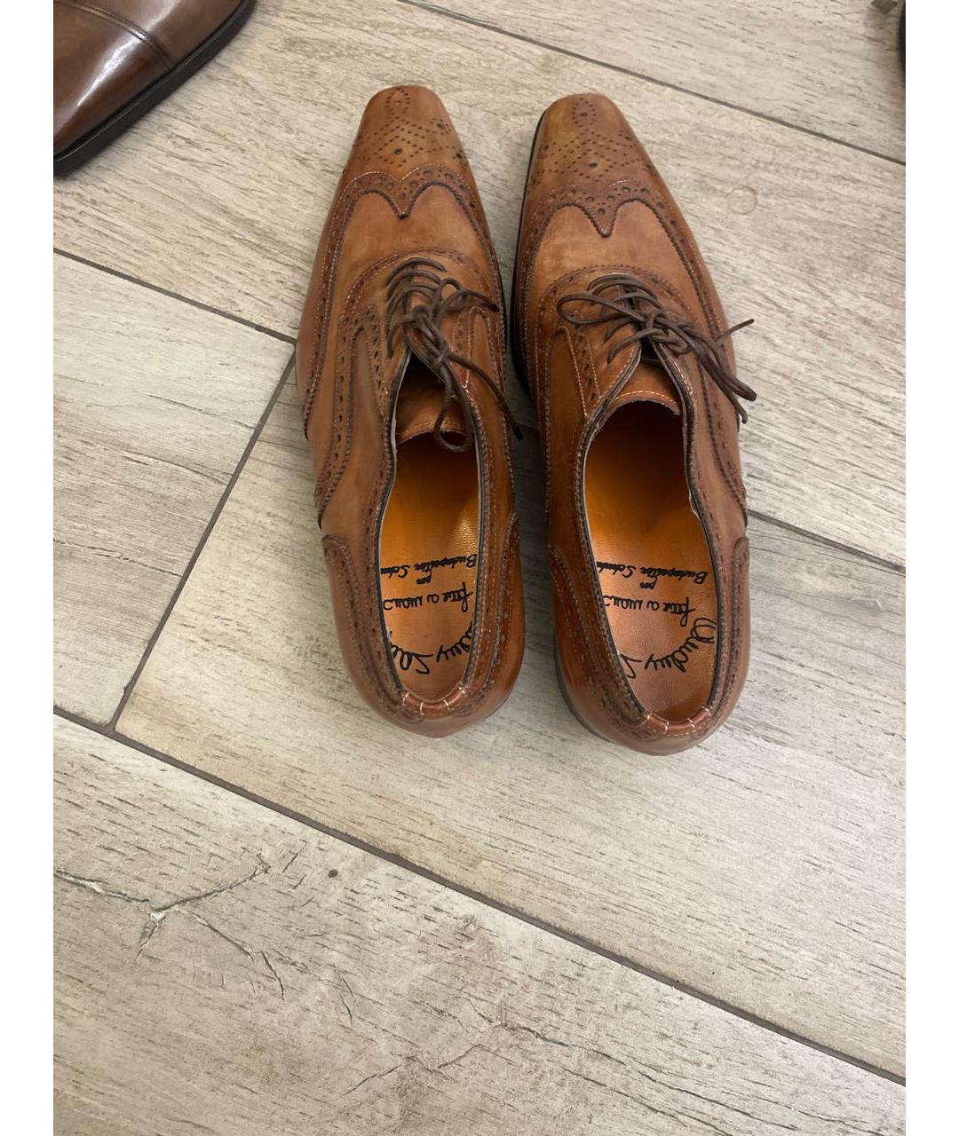 SANTONI Коричневые кожаные туфли, фото 3