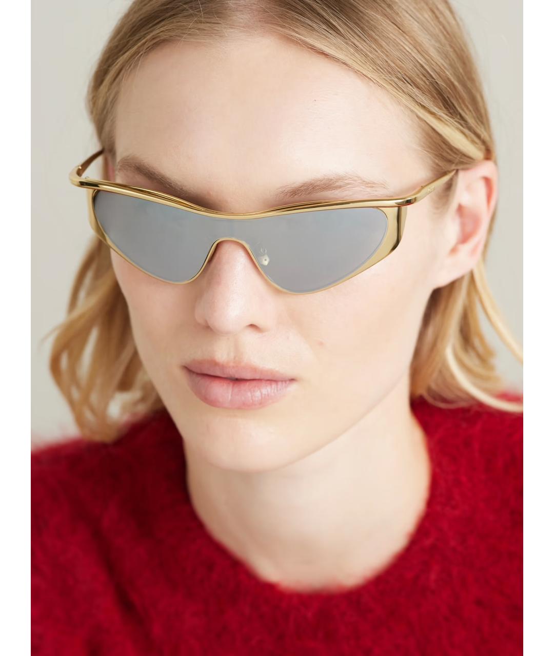 LOEWE Золотые металлические солнцезащитные очки, фото 2