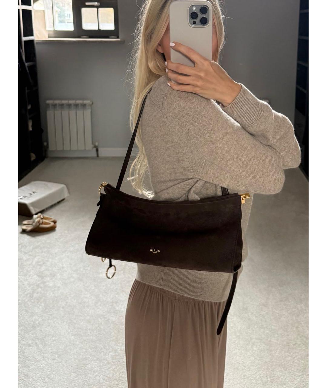 ALAIA Коричневая замшевая сумка с короткими ручками, фото 4