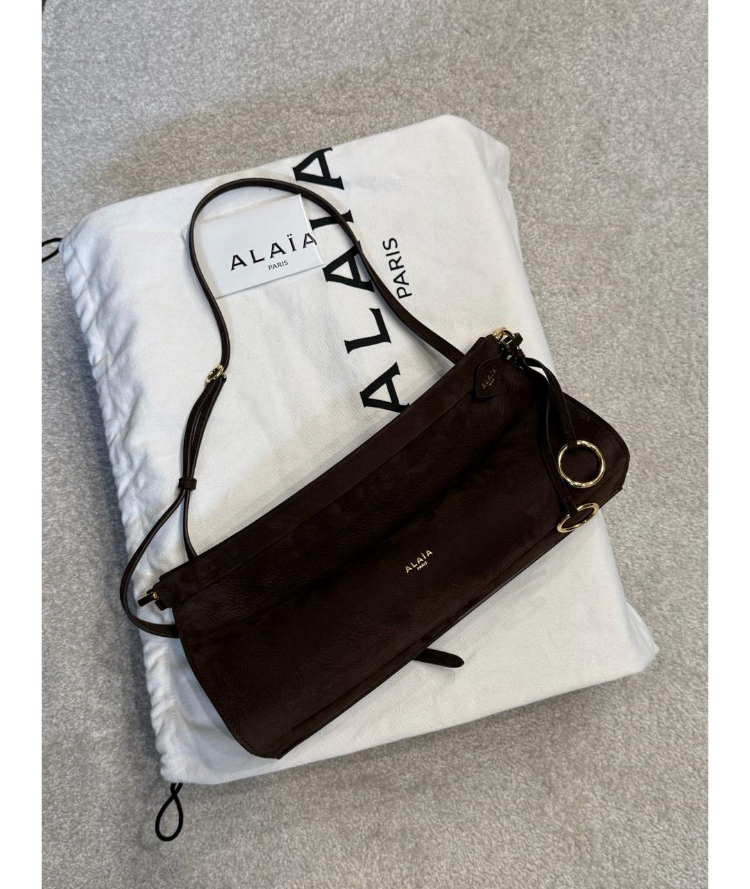 ALAIA Коричневая замшевая сумка с короткими ручками, фото 2