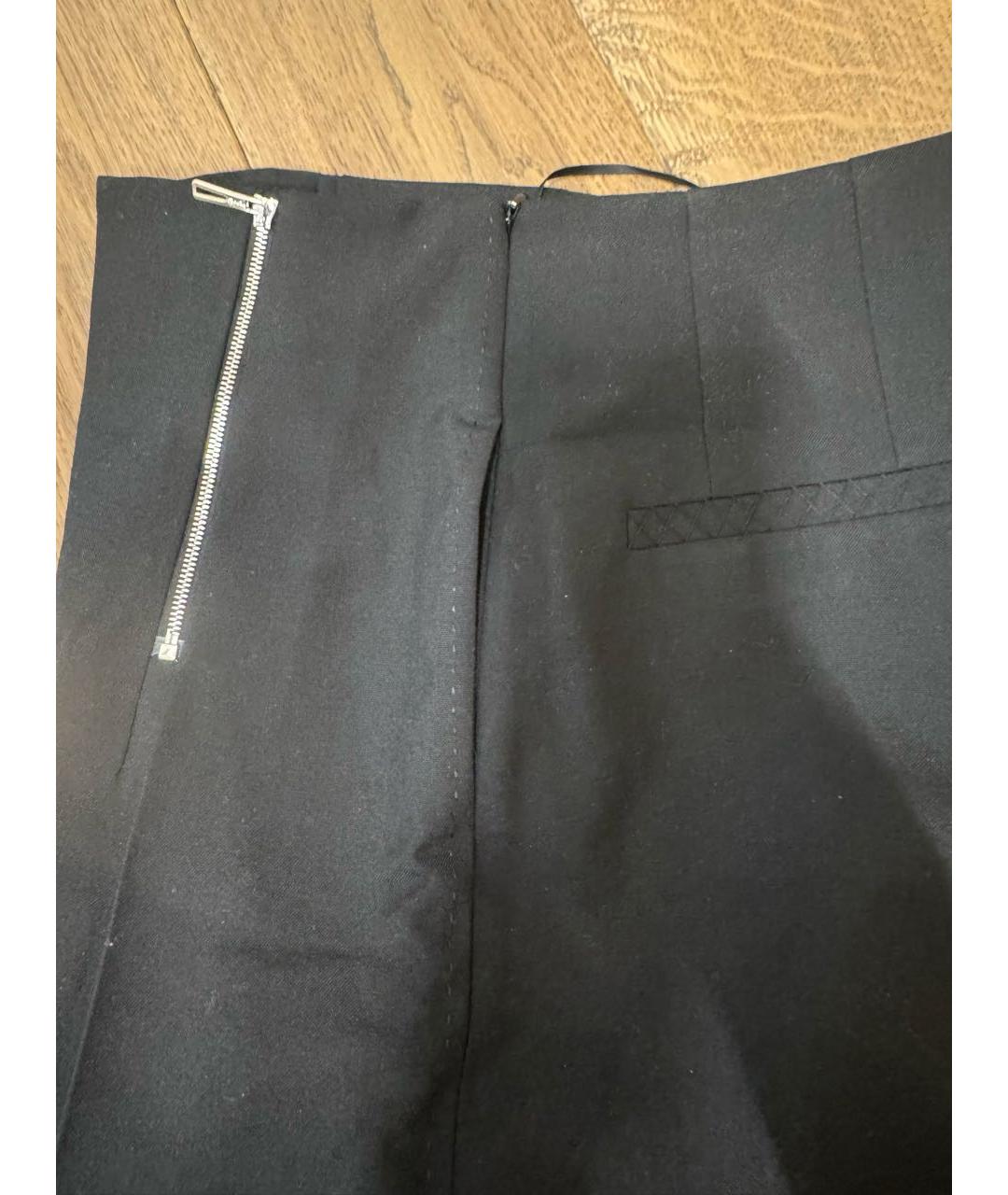 HERMES Черные шерстяные прямые брюки, фото 2