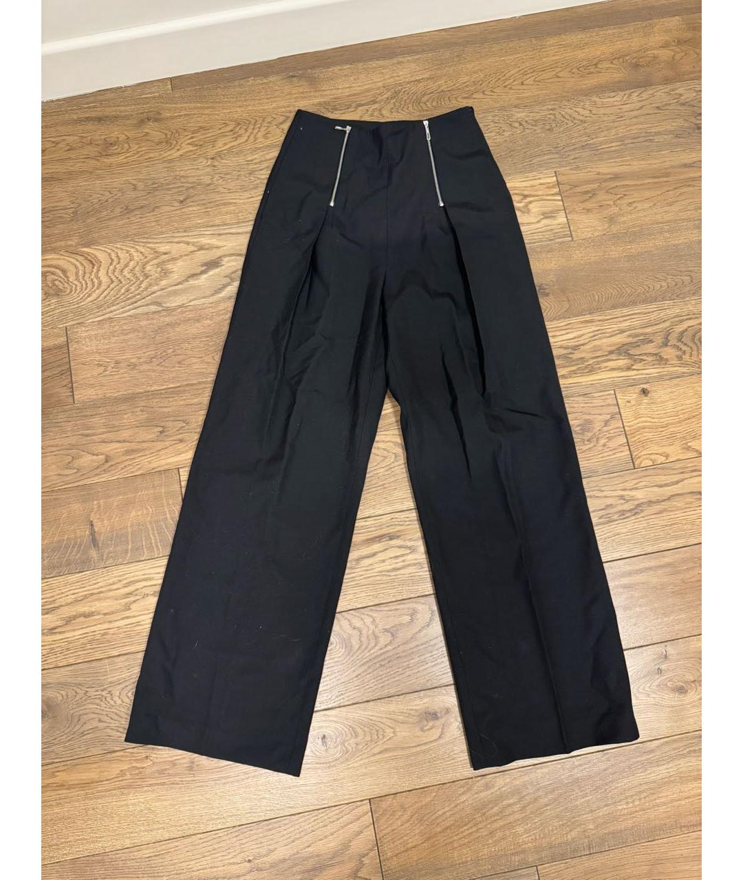 HERMES Черные шерстяные прямые брюки, фото 5