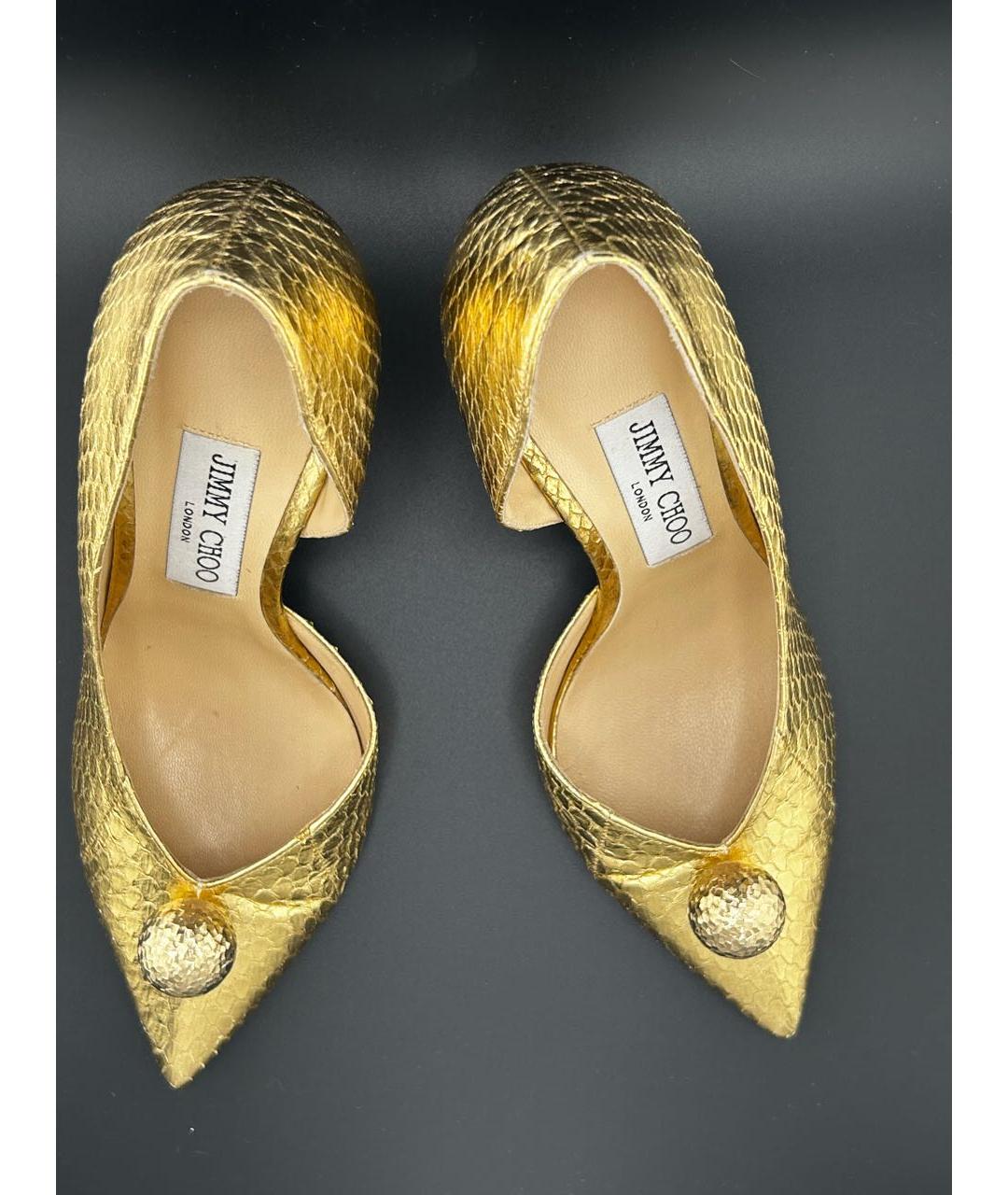 JIMMY CHOO Золотые кожаные туфли, фото 3