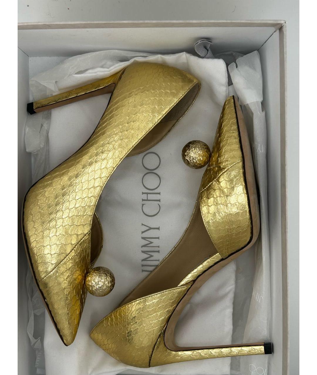 JIMMY CHOO Золотые кожаные туфли, фото 6