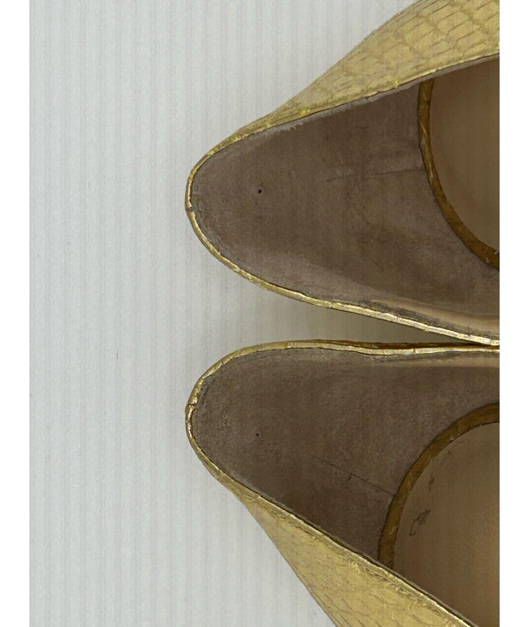 JIMMY CHOO Золотые кожаные туфли, фото 8