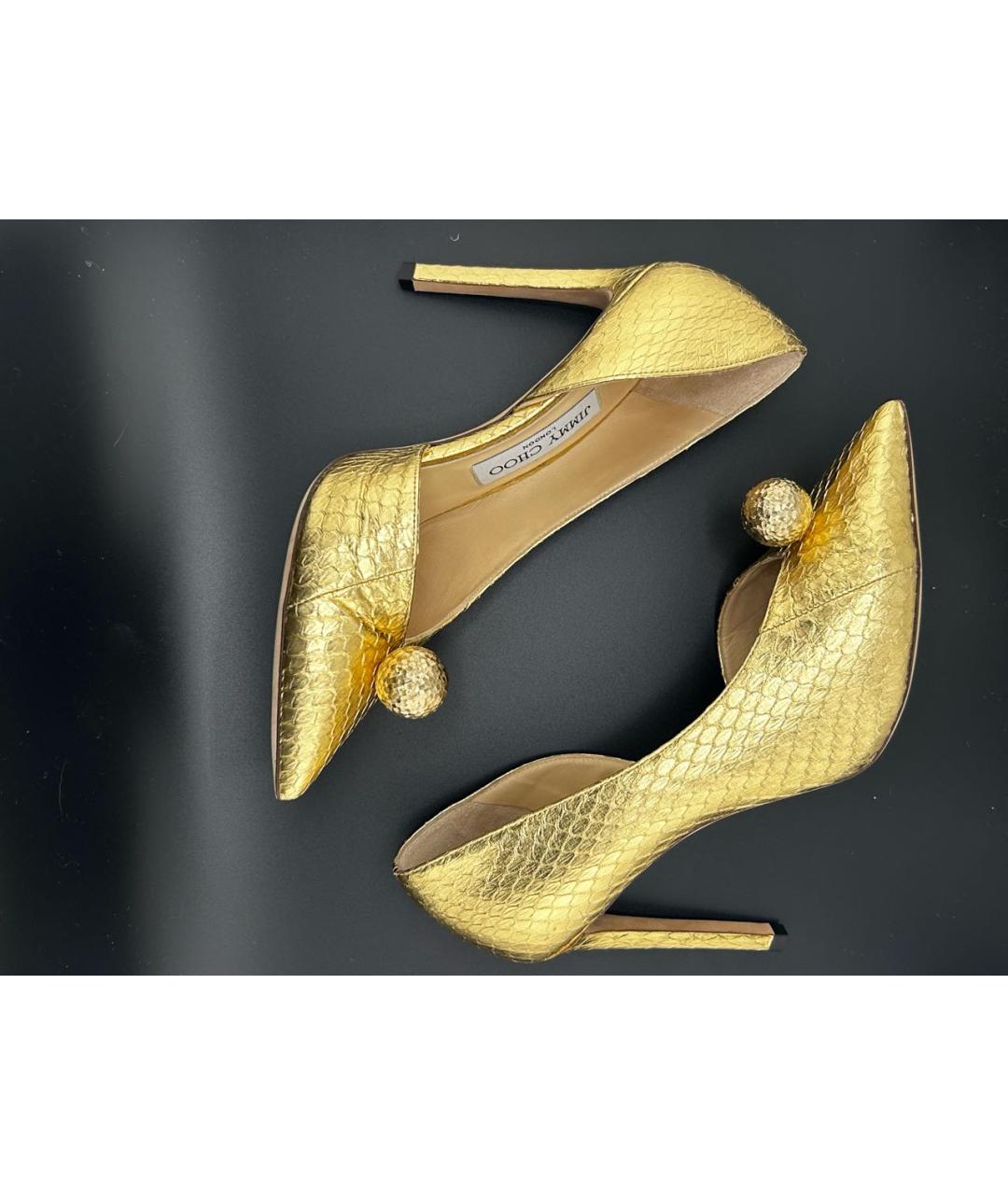 JIMMY CHOO Золотые кожаные туфли, фото 5