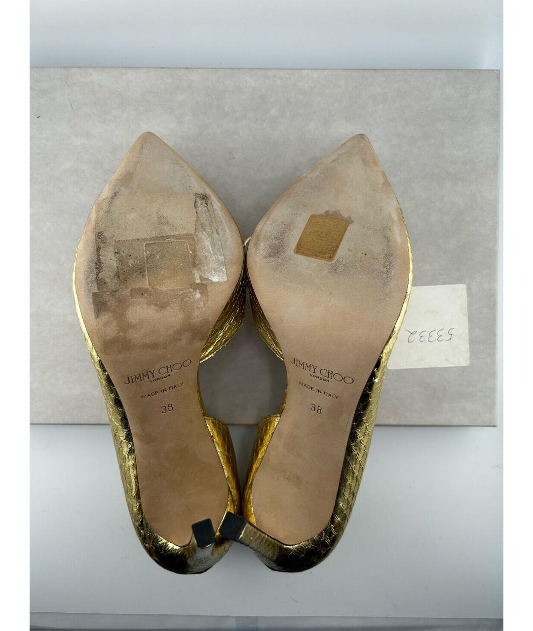 JIMMY CHOO Золотые кожаные туфли, фото 7