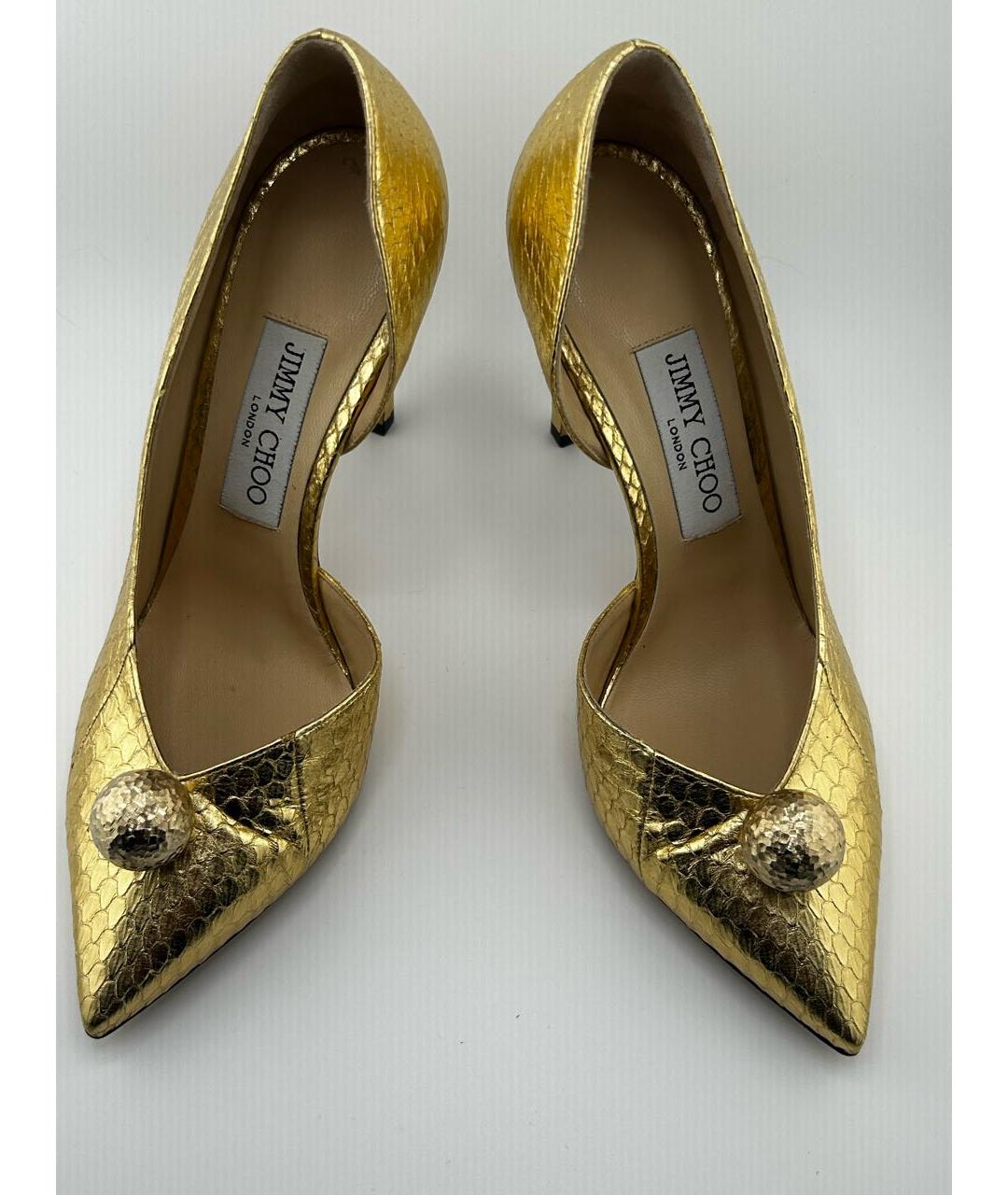 JIMMY CHOO Золотые кожаные туфли, фото 2