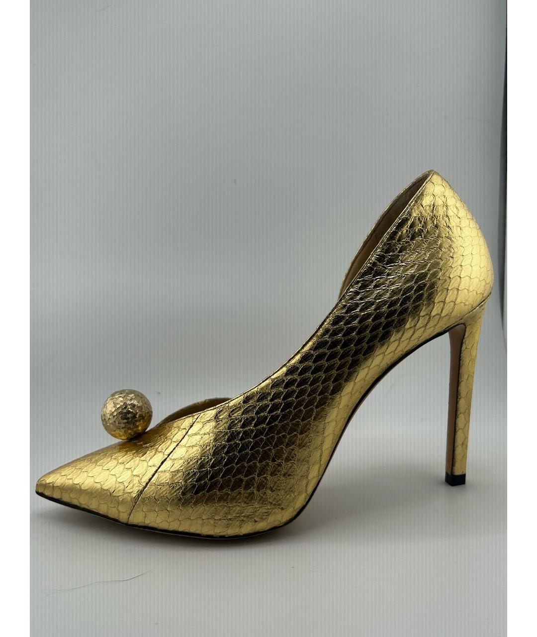 JIMMY CHOO Золотые кожаные туфли, фото 9