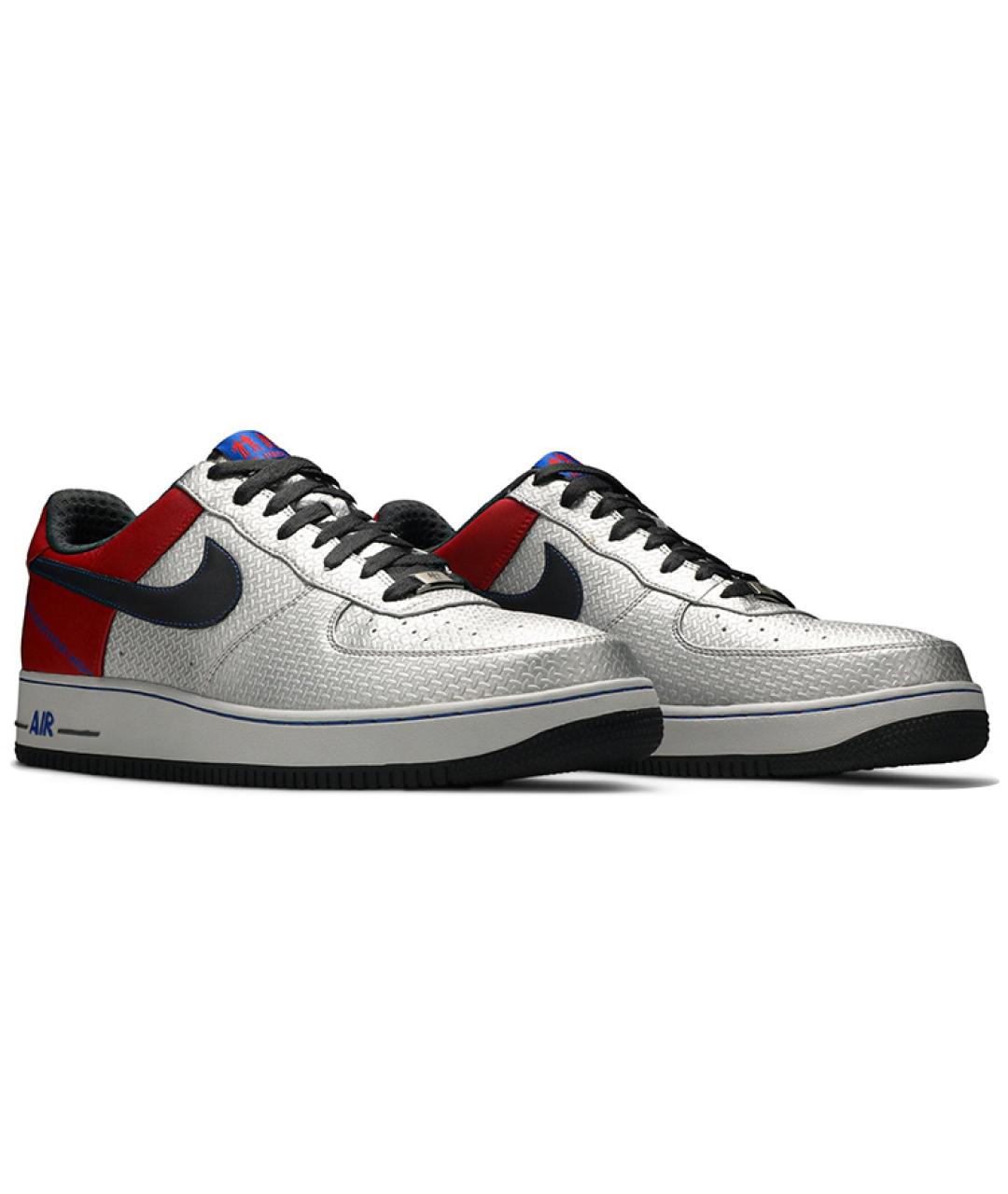 NIKE Серебряные кожаные низкие кроссовки / кеды, фото 3