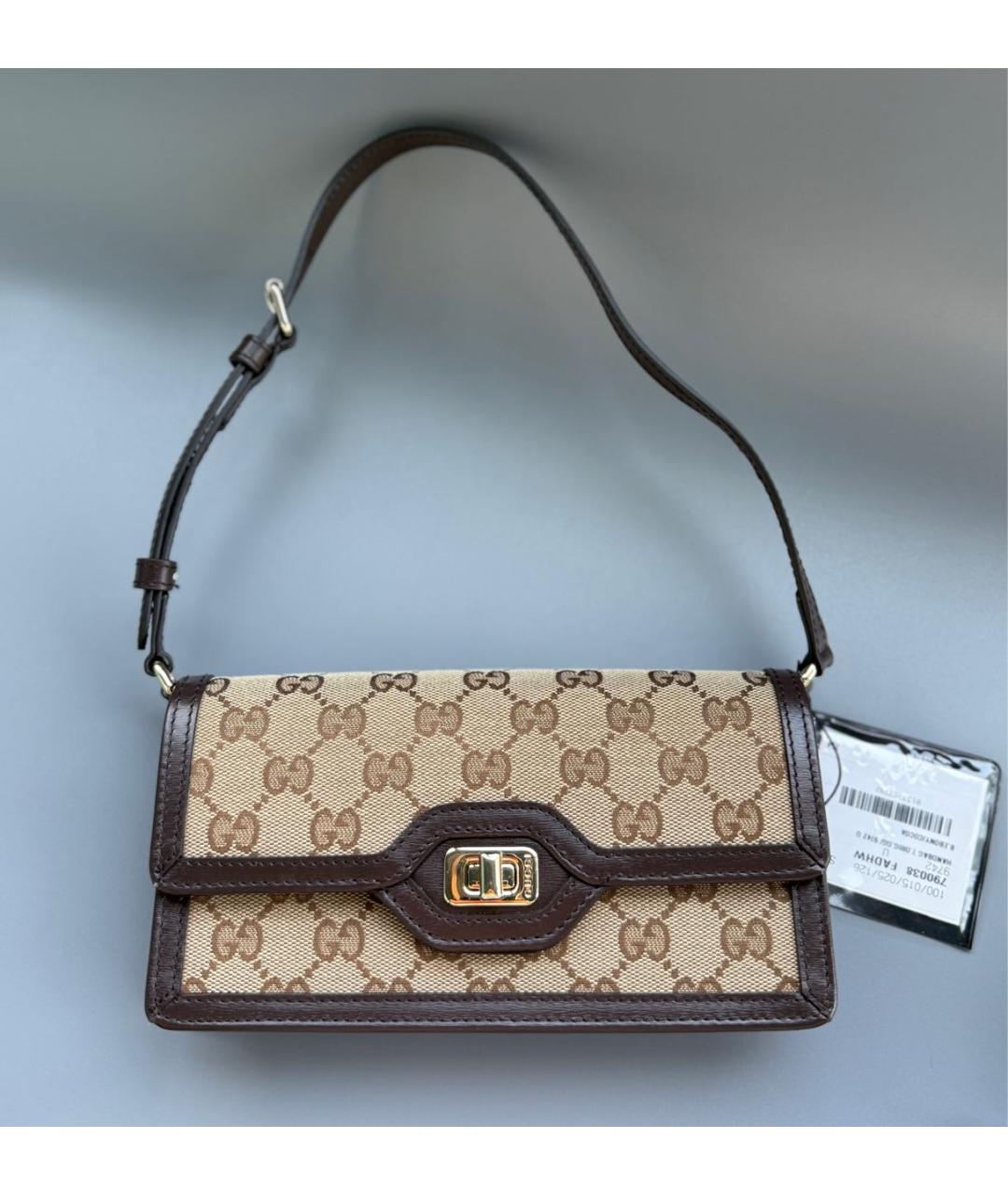 GUCCI Коричневая кожаная сумка с короткими ручками, фото 2