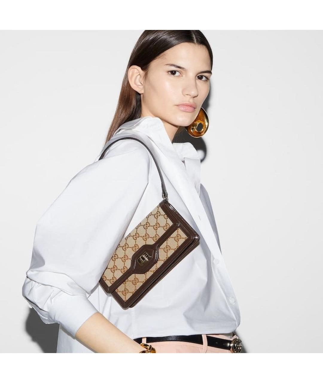 GUCCI Коричневая кожаная сумка с короткими ручками, фото 8