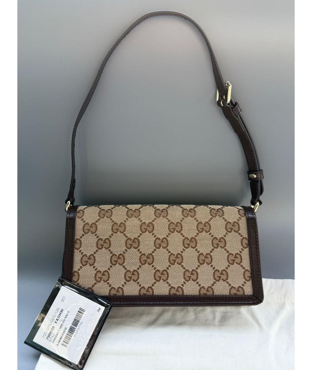 GUCCI Коричневая кожаная сумка с короткими ручками, фото 4