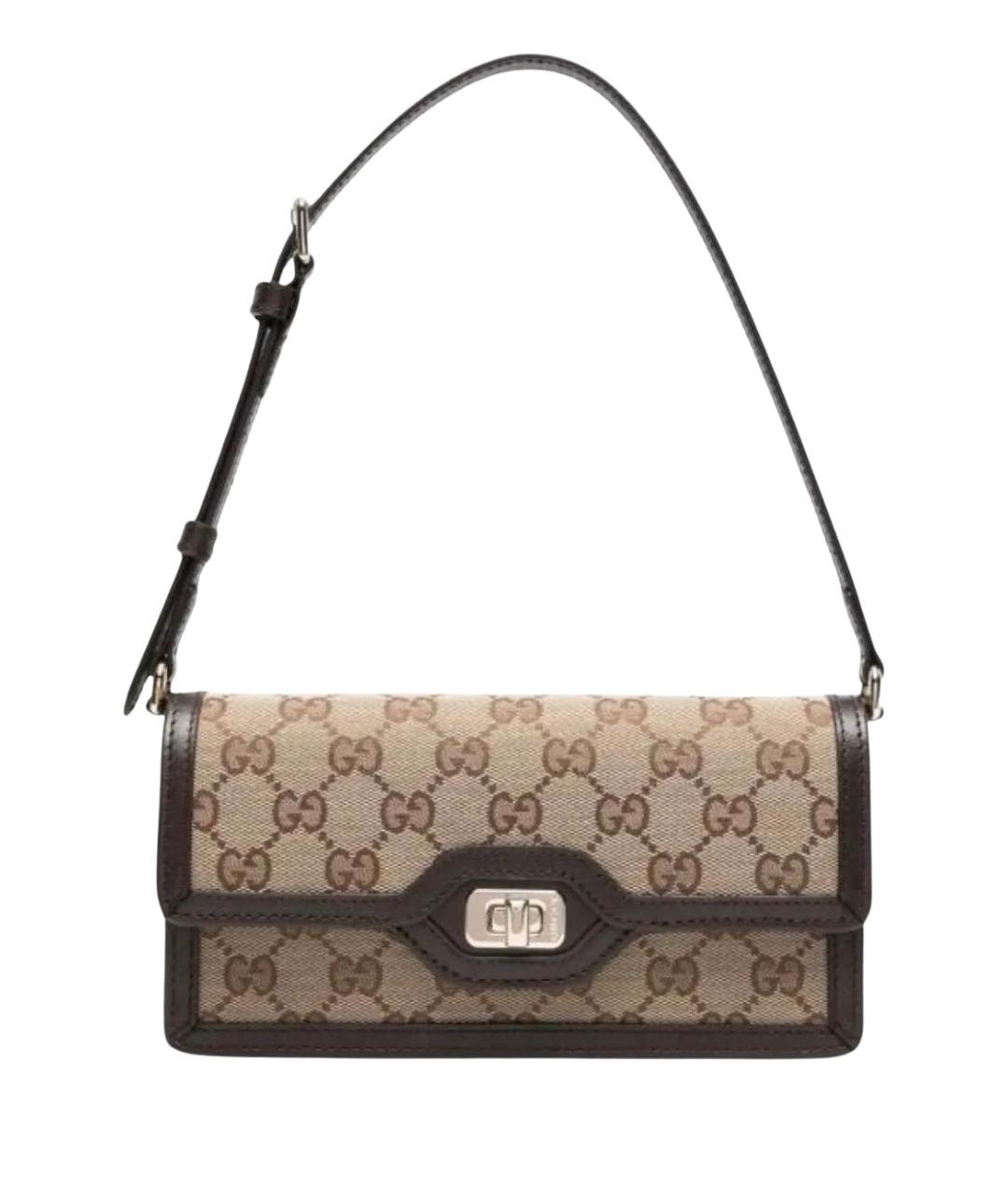 GUCCI Коричневая кожаная сумка с короткими ручками, фото 1