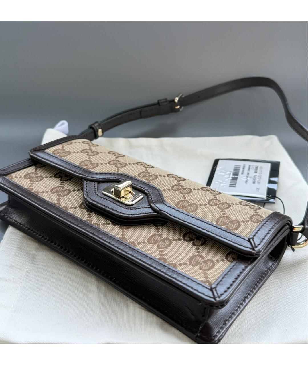 GUCCI Коричневая кожаная сумка с короткими ручками, фото 7