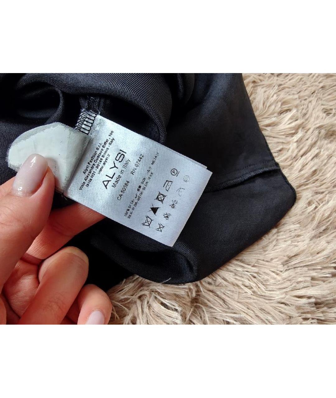 ALYSI Черная шелковая блузы, фото 4