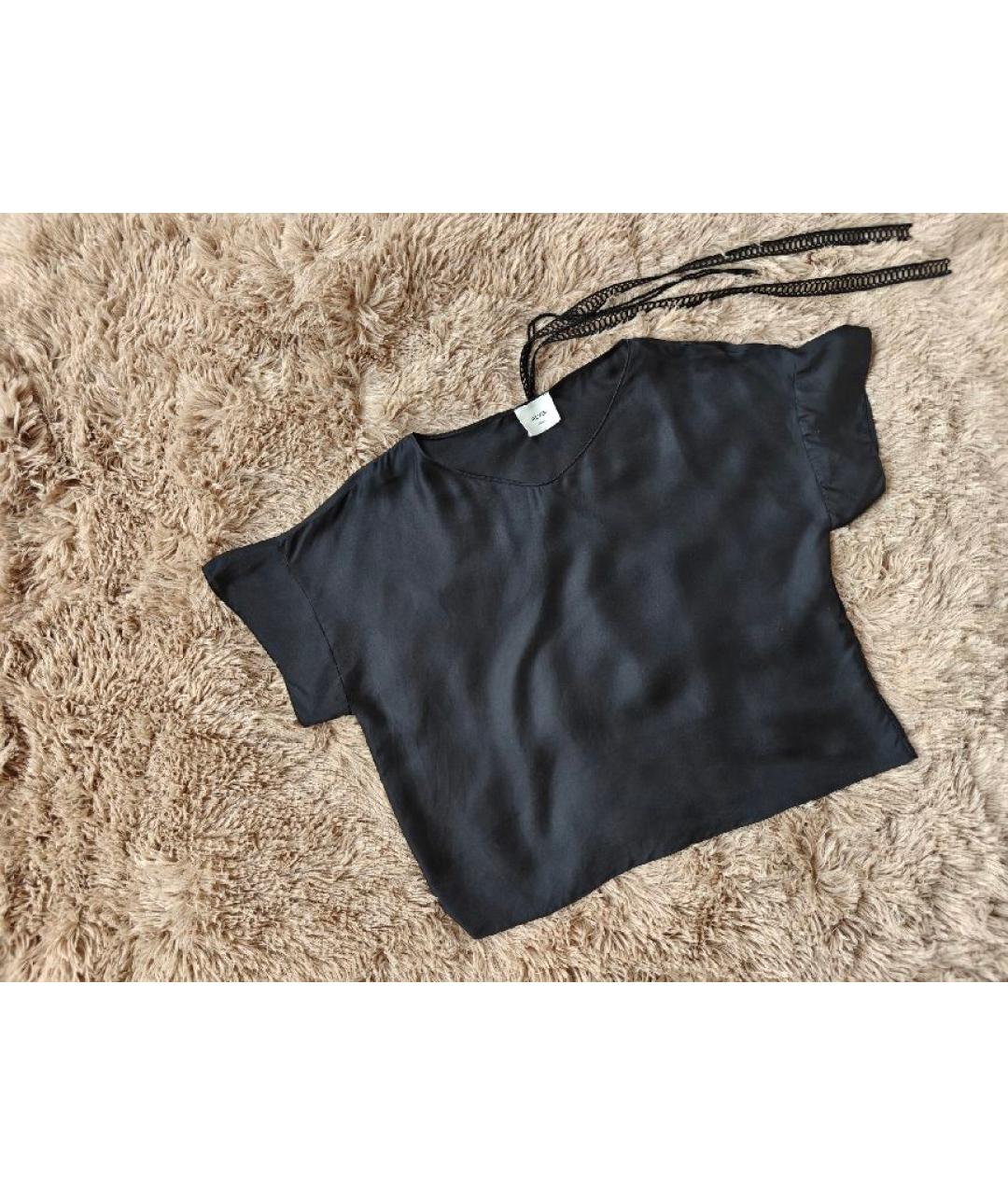 ALYSI Черная шелковая блузы, фото 6