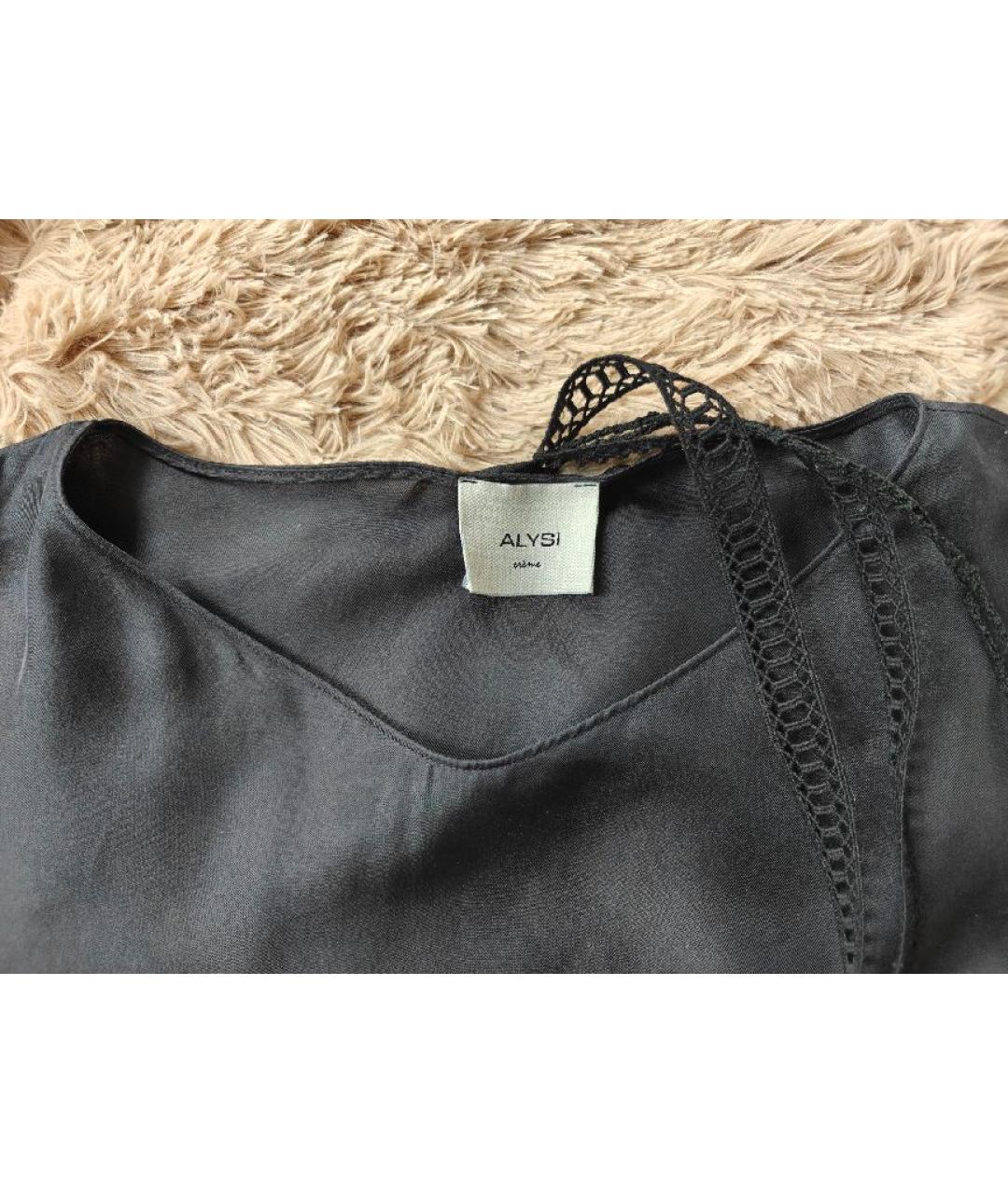 ALYSI Черная шелковая блузы, фото 3