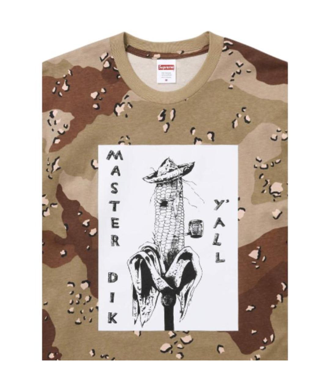 SUPREME Коричневая футболка, фото 3