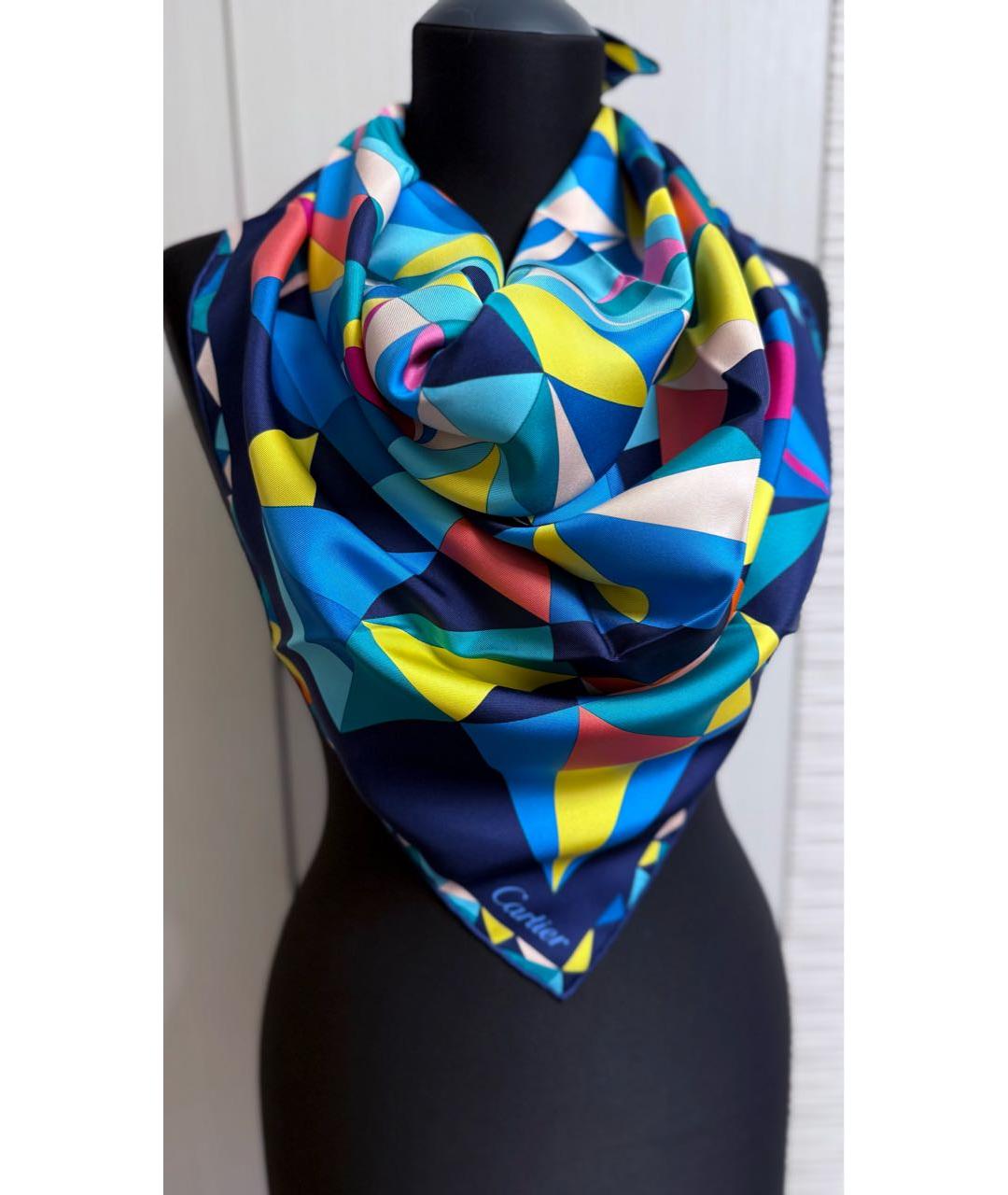 CARTIER Синий шелковый платок, фото 7