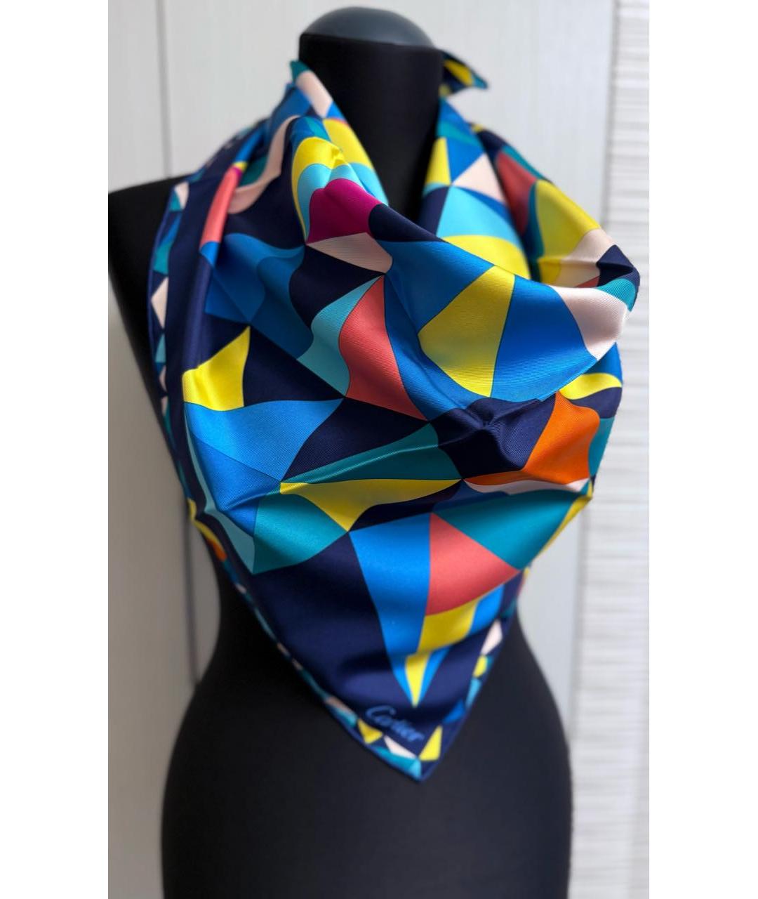 CARTIER Синий шелковый платок, фото 8