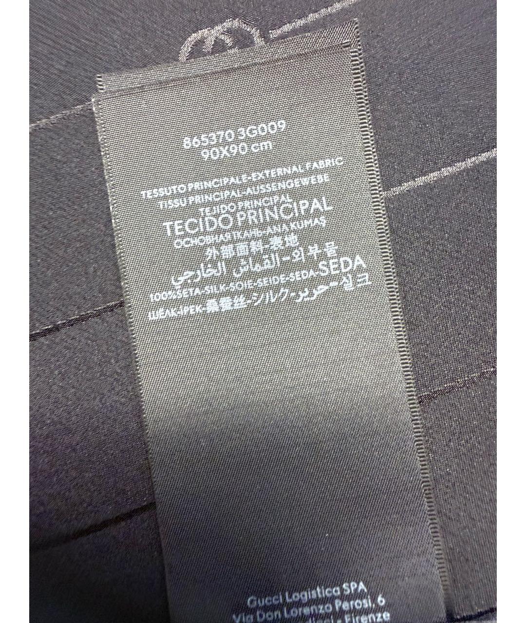 GUCCI Черный шелковый платок, фото 7